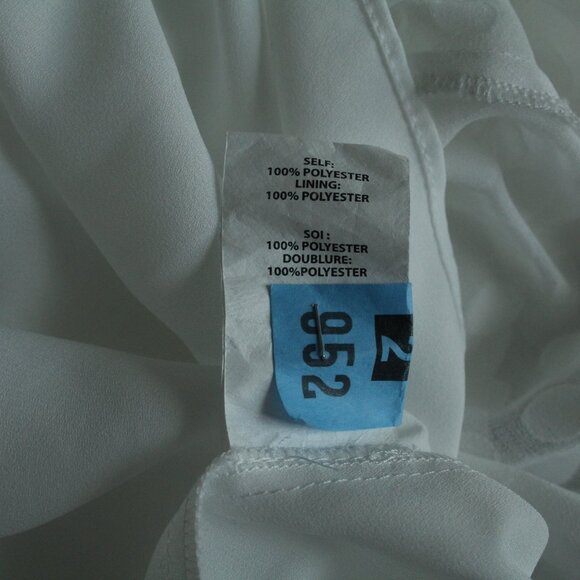 Ramy Brook Simona White Swiss Dot V-Neck Ruffle Trim Smocked Waist Mini Dress S - Picture 7 of 7